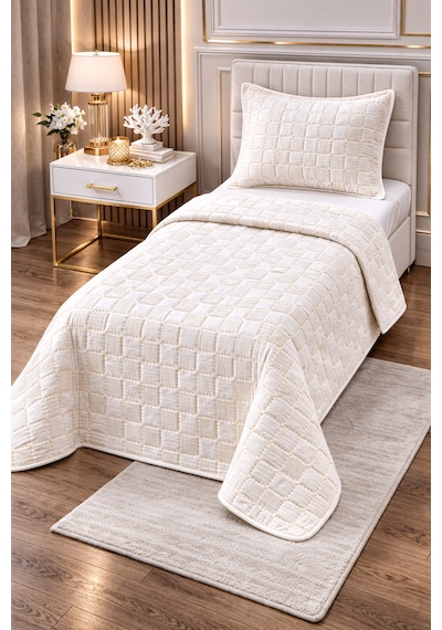 Goldroom Home Altınay Tek Kişilik Yatak Örtüsü Krem