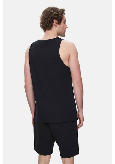 Ucla Pebble Siyah Sıfır Kol Baskılı Oversize Erkek Tshirt Siyah