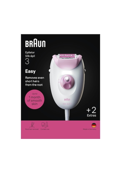 Braun Silk Épil 3 Kablolu Epilatör, Kalıcı Pürüzsüz Cilt, 3-031
