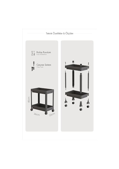 2 Katlı Tekerlekli Düzenleyici Raf Mutfak Tezgah & Evye Altı Dolap İçi Organizer, Banyo Deterjanlık Ve Şampuanlık, Çok Amaçlı Taşınabilir Sebzelik, Modern Dekoratif Mutfak Raf Ünitesi Beyaz