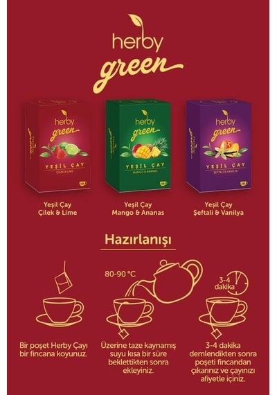 Herby Yeşil Çay Çilek Ve Lime 6'li Paket