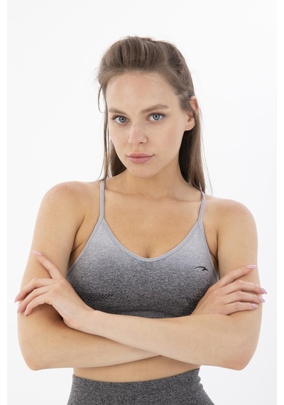 Maraton Sportswear Slimfit Kadın Bisiklet Yaka Kolsuz Basic Siyah Bra 813072-Siyah
