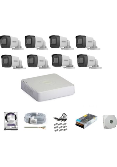 Hikvision 8 Kameralı Dış Ortam Güvenlik Kamera Seti 2 Tb Hdd li