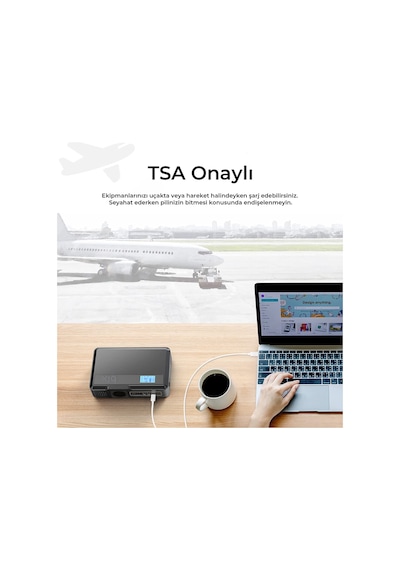 Bix 40000mAh 230V 100W Inverter Powerbank 2*USB 1*Type-C PD Çıkışlı LED Işıklı Şarj İstasyonu