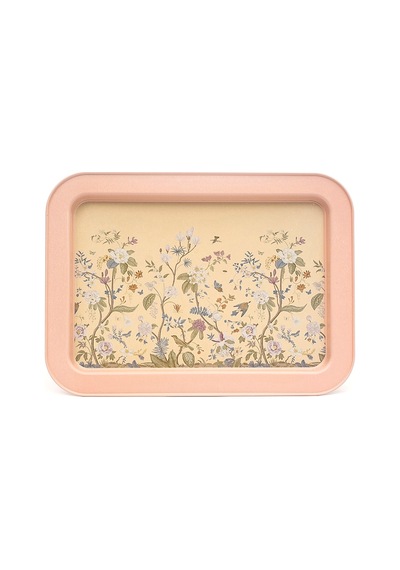 Botanica Pink Desenli Grande Metal Tepsi, 31 X 43 Cm