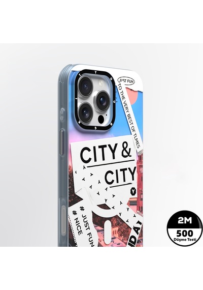 Apple Uyumlu iPhone 15 Pro Max Kılıf Magsafe Şarj Özellikli Youngkit A-city Serisi Kapak Beyaz Beyaz