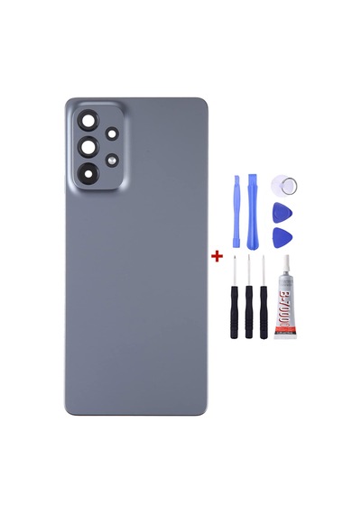 Samsung A73 Kamera Camlı Siyah Uyumlu Arka Cam Kapak Pil Kapağı Tamir Set B7000 Set Siyah