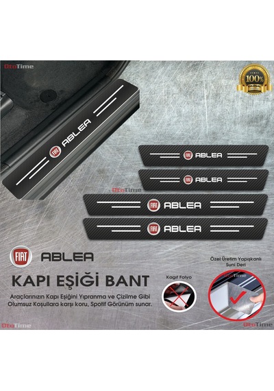 Fiat Albea Logolu Karbon Kapı Eşiği Koruyucu Suni Deri 4'lü Set