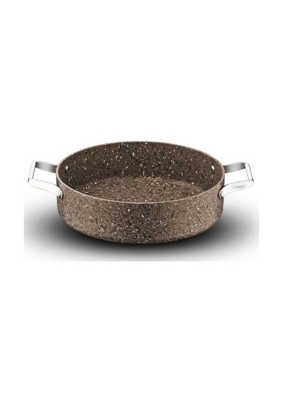 Brioni Stone Age Çizilmez Yanmaz Yapışmaz Terra 32 Cm Basık Tencere Kahverengi