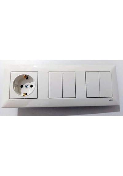 Viko Meridian Beyaz 3lü Set Komütatör + Komütatör + Topraklı Priz