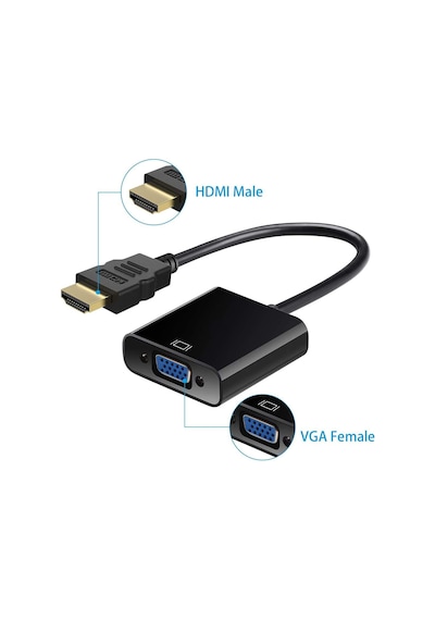 Hdmi To Vga Kablo Çevirici Siyah