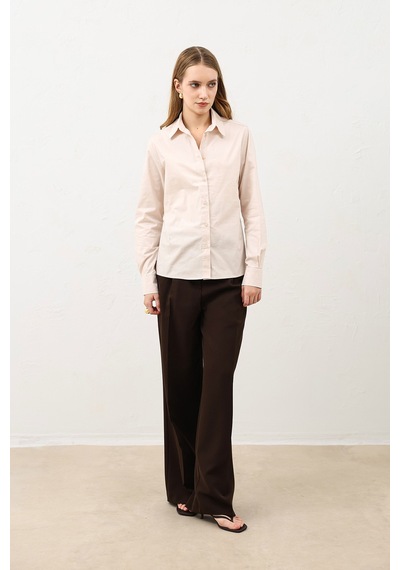Antioch Basic Slim Fit Kadın Gömlek Taş