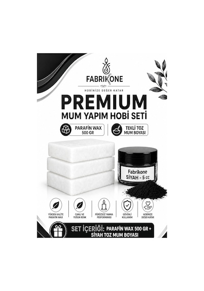 Premium Mum Yapım Hobi Seti - Parafin Wax 500 Gr - Tekli Toz Mum Boyası - Siyah Bkfabpw5001s Karışık