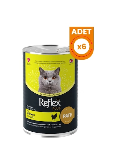 Reflex Plus Pate İçinde Tavuklu Kısırlaştırılmış Konserve Kedi Maması 6 Adet 395 Gr