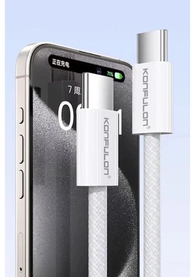 Konfulon Dc130 2m 60w Type-c To Type-c Örgülü Hızlı Şarj Kablosu - Beyaz Belirtilmemiş