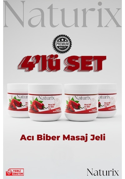 Naturix Selülit Önleyici Vücut Sıkılaştırıcı Kırmızı Biber Balsamı Masaj Jeli 4 x 500 ML