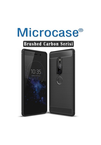 Microcase Xperia Xz2 Premium Brushedcarbonfiber Silikon Kilif+Cam 281155804 - Seçenek / Cam Koruma-Cam Istemiyorum