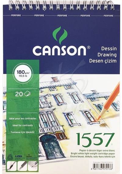 Canson 1557 Eskiz Defteri Spiralli 180G 20 Yaprak A4