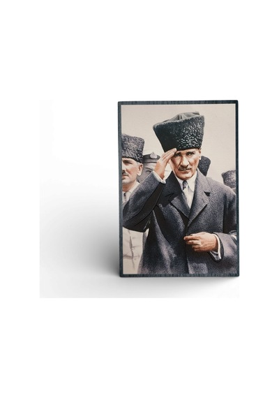Atatürk Masaüstü Ahşap Tablo - Kabartmalı Baskı Şık Hediyelik 11x16 Cm No 2 3 Parça