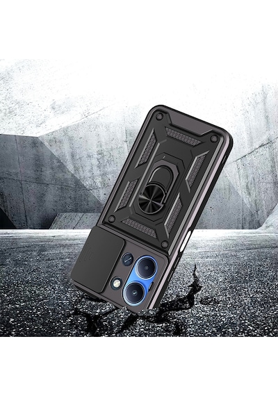 Xiaomi Redmi 15c Kılıf Kamera Korumalı Zırh Tank Sürgülü Vega Kapak Mavi