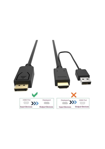 Alfais 4413 HDMI To Displayport Çevirici Dönüştürücü Adaptör Monitör Kablosu 2 M