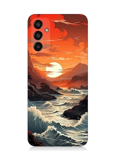 Samsung Galaxy M13 Uyumlu Deniz Dağ Ve Gün Batımı Desenli Silikon Kılıf