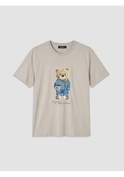 Lc Waikiki Lc Waıkıkı Bej Regular Fit Teddy Baskılı Erkek Pijama Takım