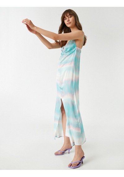 Koton V Yaka Saten Elbise Tie-die Mavi Desenli 1yak84787fw Mavi Koton V Yaka Saten Elbise Tie-die Mavi Desenli 1yak84787fw Mavi