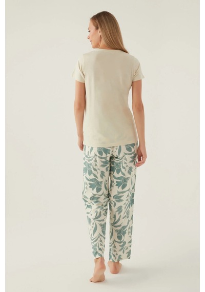 Pierre Cardin 8826 Maybe Kadın Kısa Kol Pijama Takımı Krem