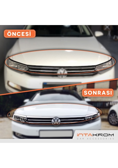 intakrom Volkswagen Passat B8 Krom Far Üzeri Çıta + Ön Panjur - 2015-2019