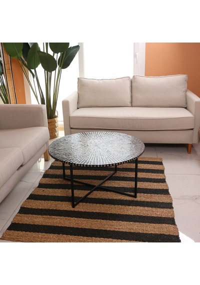 Boğaziçi Sedefli Demir Ayaklı Sehpa 82x47 Cm Siyah