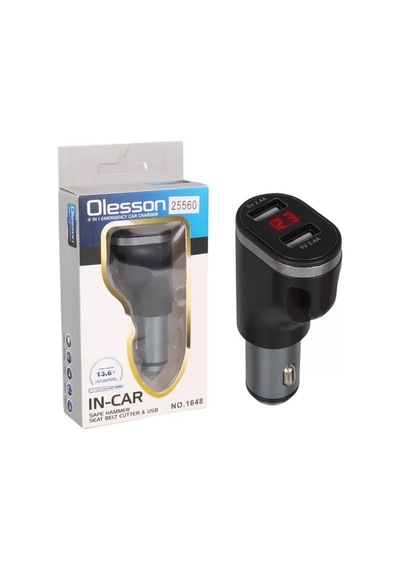 Sh Olesson 1648 12-24v Çift Usb Girişli 5v-2.4a Dijital Voltaj Ekranlı Araç Çakmaklık Şarj Aleti Najmaddin