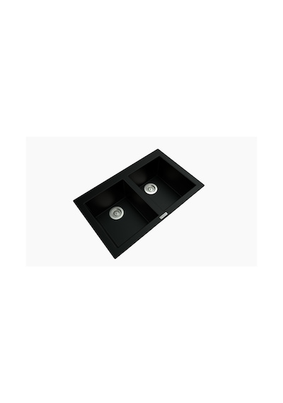 Polex Cristalüx Granit Evye P-2XLN Siyah 2 Hazneli Tezgah Altı Ve Tezgah Üstü Mutfak Evyesi 80.5x51.5 CM
