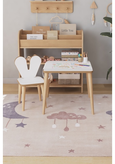 Çocuk Oyun Aktivite Masası 45x45 Cm - Kağıt Rulo Set - Montessori Sandalye Çalışma Masası Çok Renkli