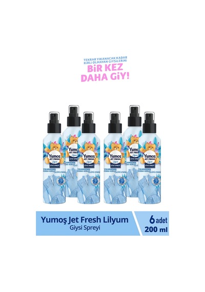 Yumoş Jet Fresh Giysi Spreyi Lilyum 6 x 200 ML