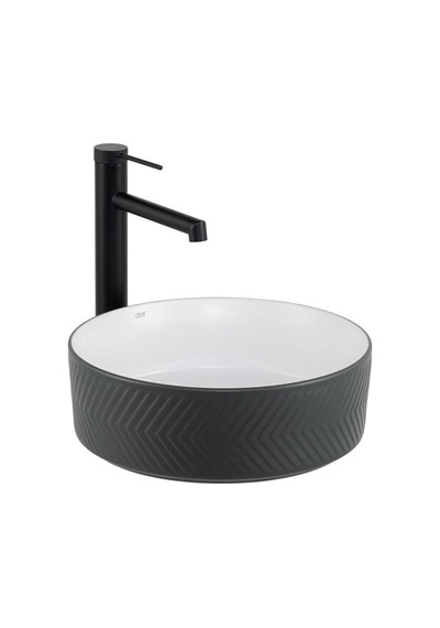 Lena - Tezgah Üstü Lavabo Mat Gri&parlak Beyaz - E-w5002gb- Antrasit