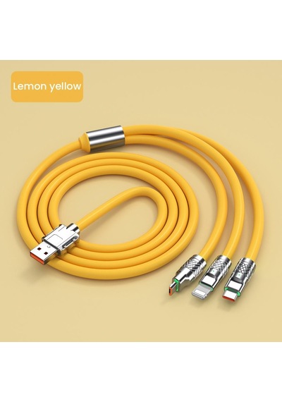 Fonken 3 In 1 6A Usb Hızlı Şarj Kablosu Mikro Usb/tip-c/ios Şarj Kablosu Huawei Samsung Xiaomi İçin Sarı