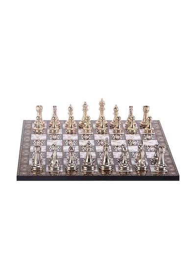 Metal Klasik Satranç Takımı Parlak Ve Sedef Desenli Mdf Ahşap Sa