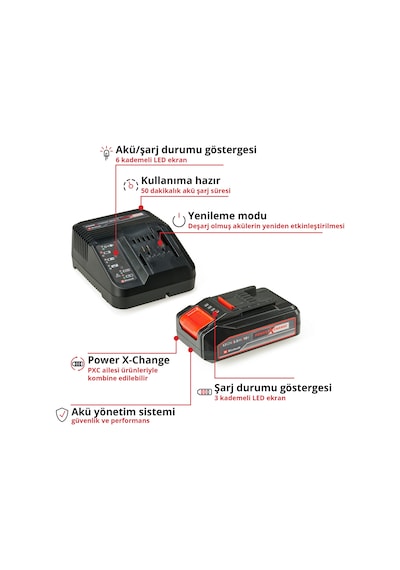 Einhell 18V 2,5 Ah PXC Starter Kit Akü & Şarj Cihazı - 4512097