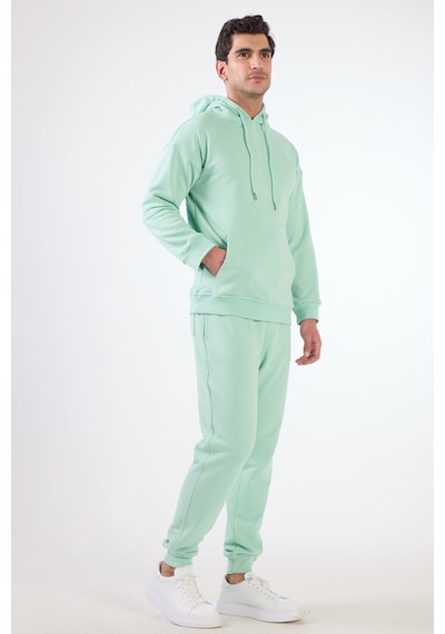 Dufy Mint Yeşili Kapüşonlu Kanguru Cepli Regular Fit Erkek Sweatshirt Mint Yeşili