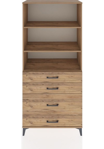 Hyperion Dolap 3 Raflı 4 Çekmeceli 88x44x195 Çam-çam Atlas Çam