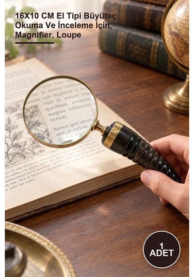 1 Adet Boynuz Pirinç Büyüteç 16x10 Cm El Tipi Büyüteç Okuma Ve İnceleme İçin, Magnifier, Loupe
