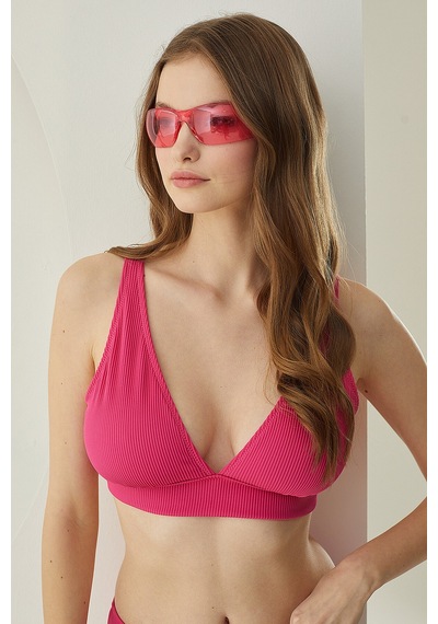 Loya Kadın Fuşya Reps Üçgen Tek Üst Bikini