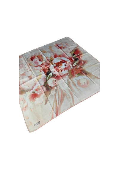 Mim Eşarp Emilya Rayon Çiçek Desenli Eşarp 90x90 Cm Krem - Bej