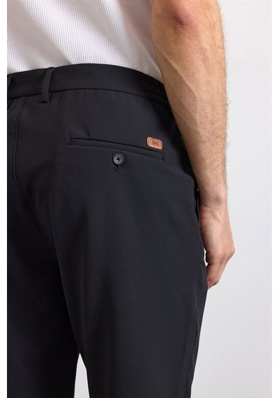 Süvari Siyah Slim Düz Pike Kemerli Yıkamalı Jogger Pantolon Spn2020500008-s09