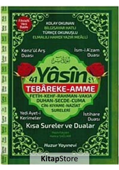 41 Yasin Hafız Boy Fihristli Bilgisayar Hattı Kolay Okunan Yas N11.2126