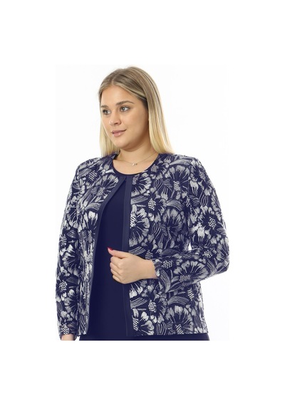Ladies First Büyük Beden 3808 Lacivert-altın Ceket+bluz Takım 001