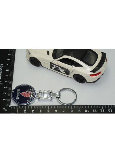 Dk Saab Logo Mavi Metal Çift Yön Anahtarlık