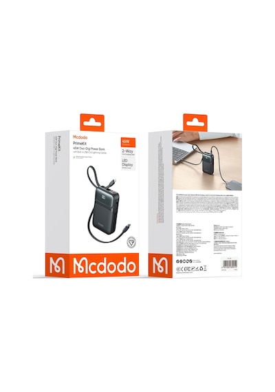 Mcdodo Mc-9930 20000mah 45w Pd Hızlı Şarj Dahili Kablolu Powerbank Siyah