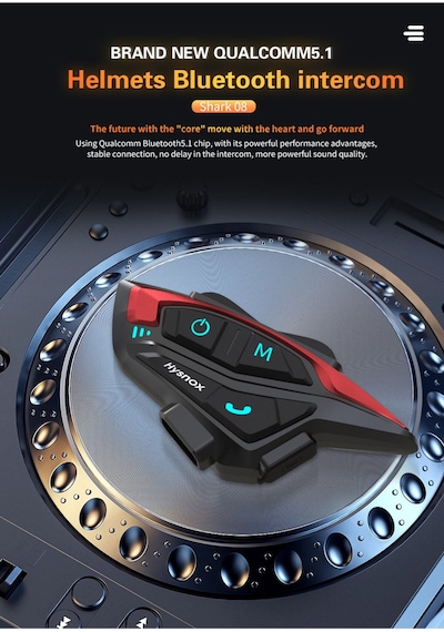 Shark-08 Motosiklet Kaskı Bluetooth Kulaklık 8 Kişi Grup Bağlantılı İnterkom Kask Kulaklığı Motorcycle Helmet Bluetooth Headset İntercom